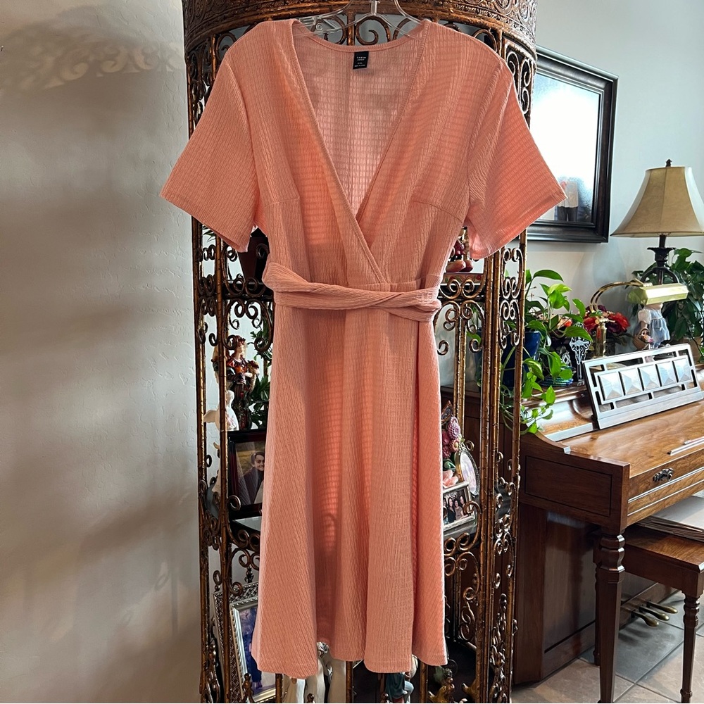 Shein Pink Dress Deep V Neck